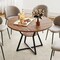 Brown Round Dining Table with Storage Shelf MDF & Metal Frame, 47” Diameter, 200-lb Tabletop Capacity